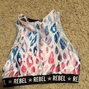 Rebel Black and Silver Mesh Sports Bra